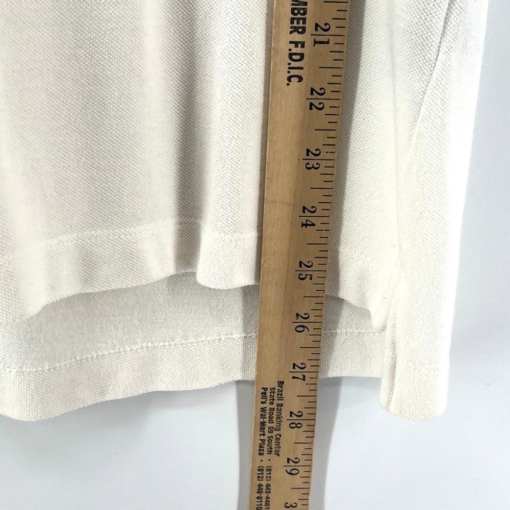 Lauren Ralph Lauren OffWhite Pique Knit Polo Top L Minimalist Clean Girl Classic - Picture 6 of 8